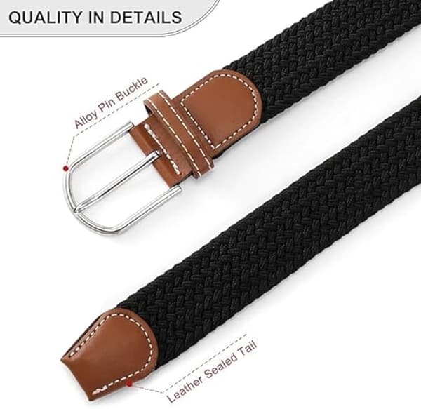 Elastisk flettet bælte - unisex - 120 cm - brun