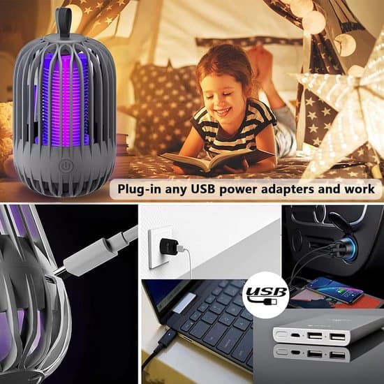 Hyttyslamppu - Kannettava Mini Kärpäsentappaja - USB - Harmaa