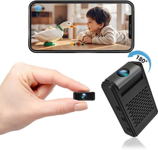 Minisäkerhetskamera - 4K HD WiFi - 180° roterande lins - Svart
