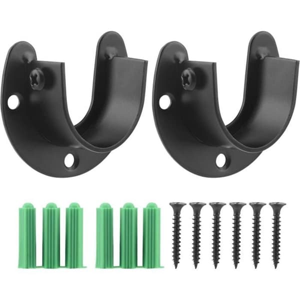 Gardinstangbeslag - 32mm - Rustfrit stål - Sort - 2-pak