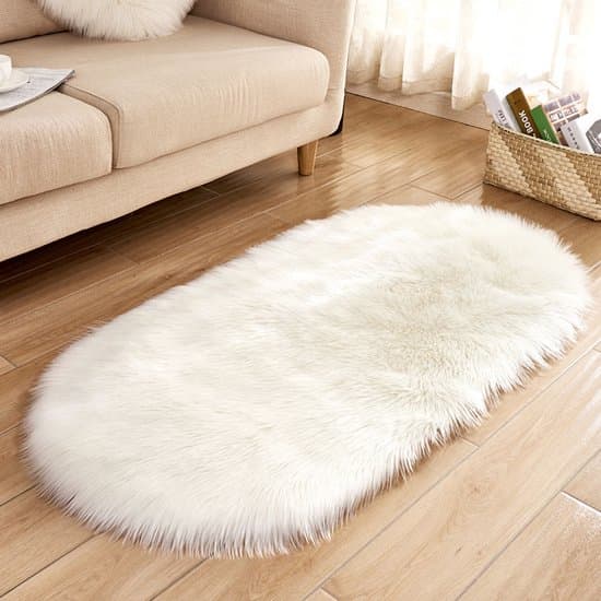 Konstgjord ullmatta/matta för vardagsrum, soffa och sovrum (40*60cm, vit)