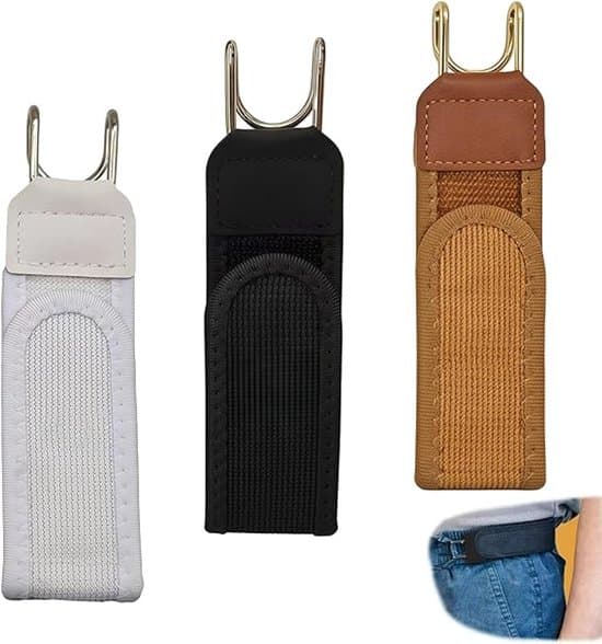 Tre-delt unisex justerbart sort, brunt og hvidt spændeløst elastisk bælte sæt