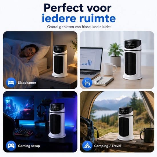 Luftkøler, bordventilator/mini AC, 6-trins ventilator, luftfugter