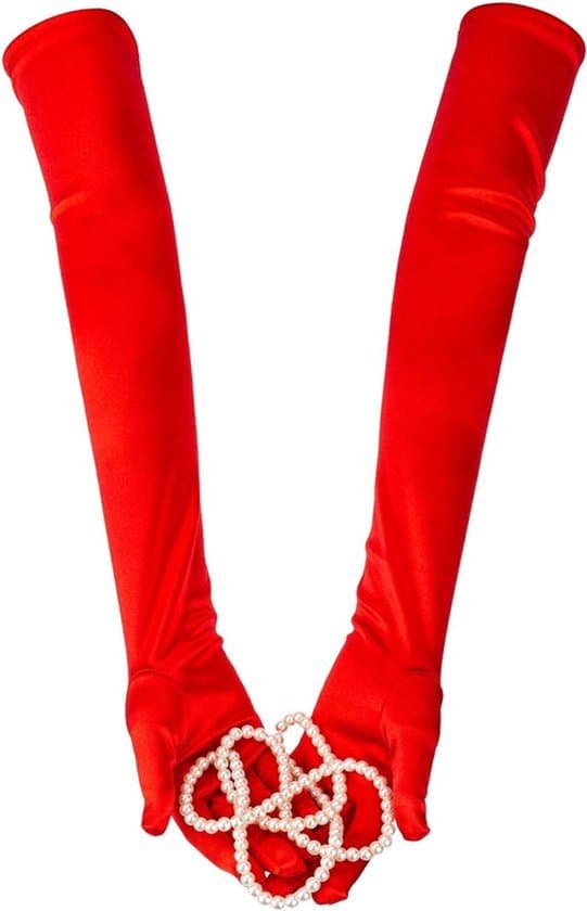 Långa stretchhandskar i satin för kvinnor - 21 tum - Opera Middagsbal - Elegant accessoar