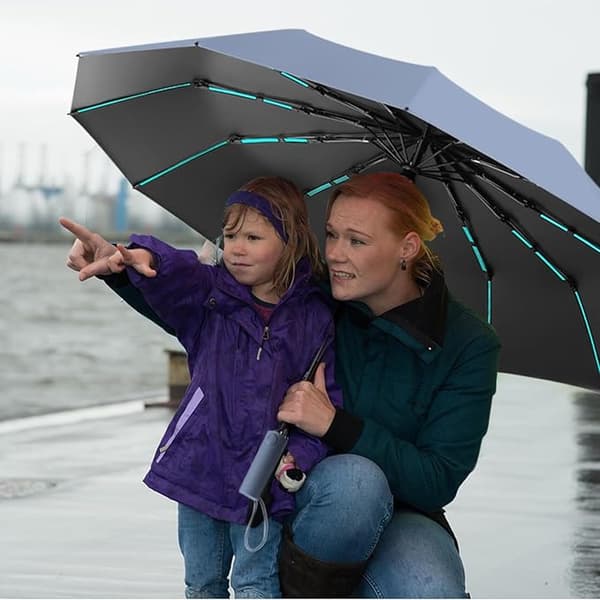 Automatisk åbning og lukning parasol - blå
