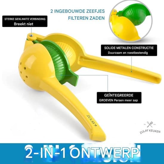 Manuel Citruspresser - 2-i-1 - ABS Materiale - Guld/Grøn