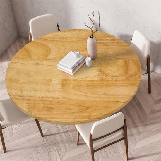 Elastisk rund dug - 120 cm - 3D træåre - Vaskbar - Indendørs/Udendørs
