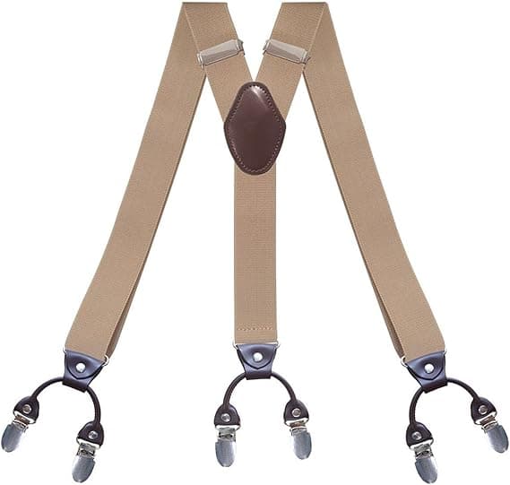 Justerbare Y-formede seler i polyester til mænd med quick-release spænder og robuste clips (beige)