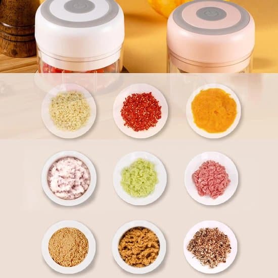 Elektrisk Mini Foodprocessor - Løg/Hvidløg/Kød/Grøntsagshakker - Multifunktionel