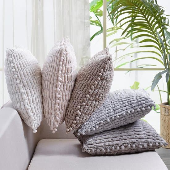 2-pack Boho manchester prydnadskuddfodral (40x40cm, beige)