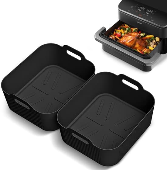 Velegnet til 5L+5L Silikone bageform airfryer dobbelt parketpande tilbehør - grå