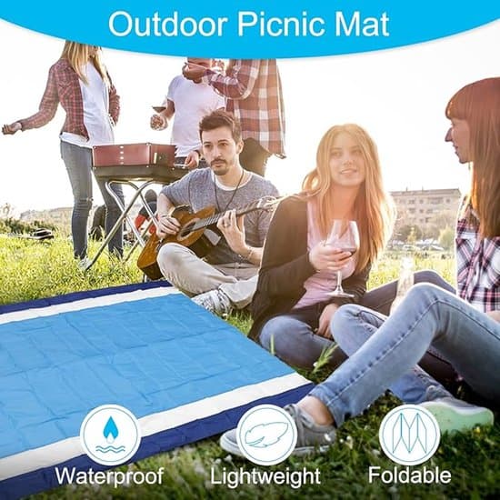 140x200cm Vandtæt Foldbart Picnictæppe - Med Opbevaringstaske