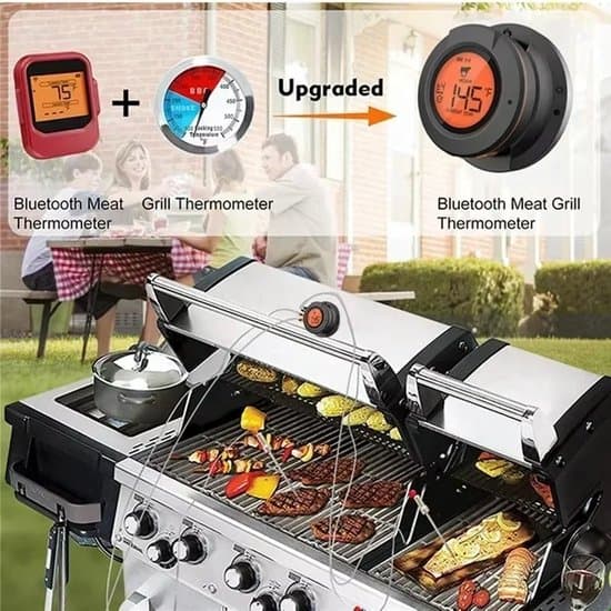 Digital trådlös Bluetooth kötttermometer, stöder 2/4 prober, IP54 vattentät