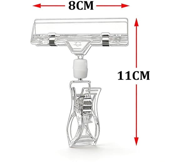 20-pack - Roterande plastklämma - Roterande prislappsklämma - Transparent - Medium