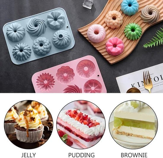 Mini Bunte Kageforme - Silikone Bageforme - Pakke med 6 - Varmebestandig