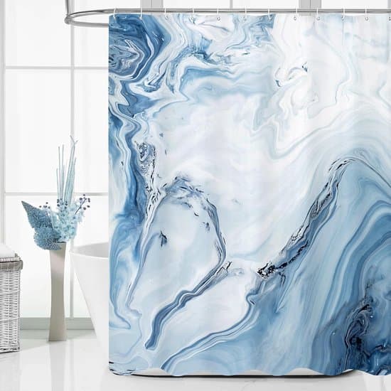 180x200 cm Blå Marmor Gradient Vandtæt og Vaskbar Polyester Bruseforhæng