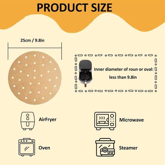 25 cm runde ublegede perforerede airfryer- og bagepapir, 100 ark