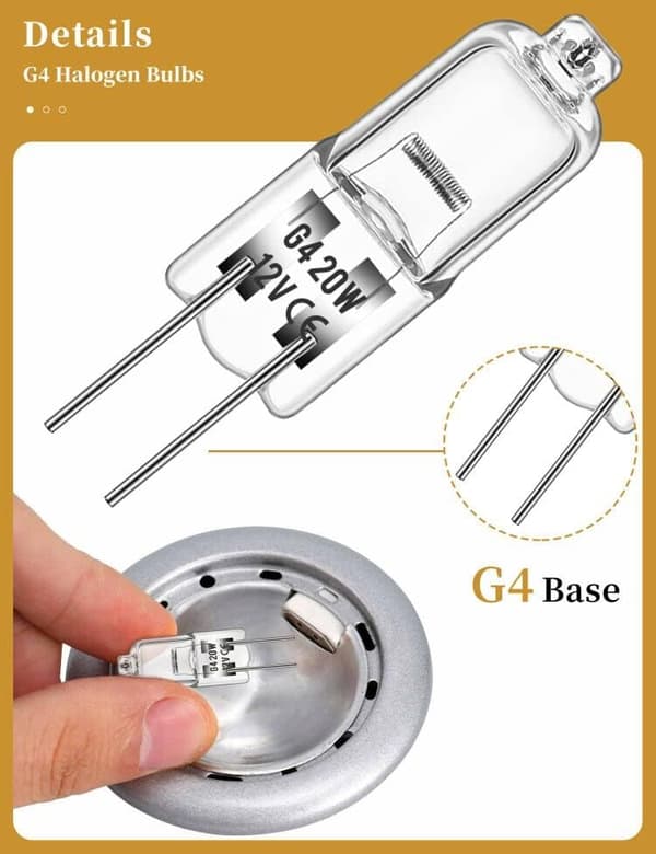 20-pack G4 halogenlampor, 2-stifts halogenlampor | 2-stift 12V 20W