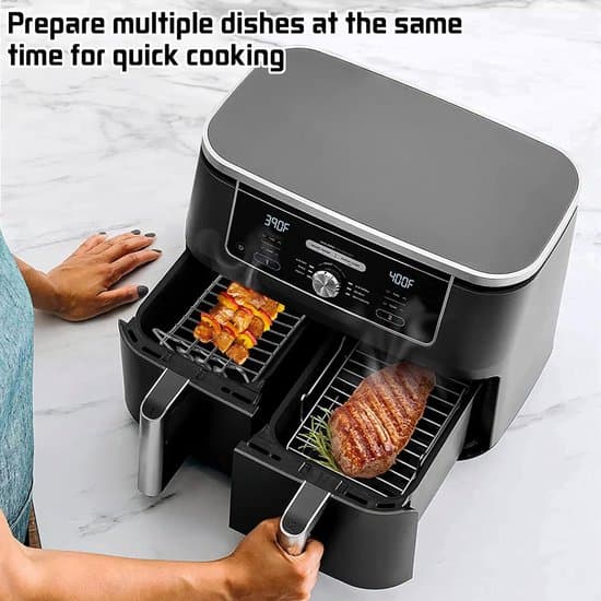 2-delt 304 rustfrit stål Airfryer Dehydrerings- og Spydstativ Sæt