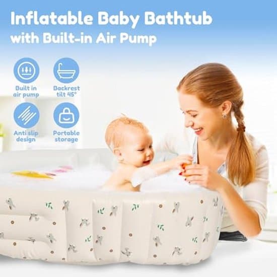 Oppusteligt babybadekar - Bærbart og foldbart børnebadekar, 90 × 55 cm