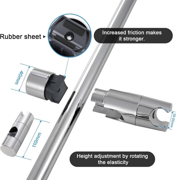 Justerbar brusehovedholder - forkromet - 1 stk.