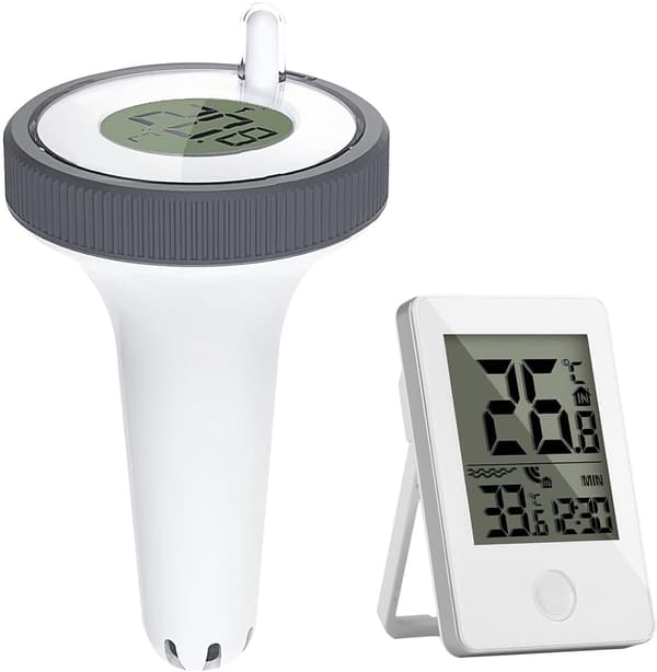 Digital trådlös pooltermometer med inbyggd inomhustermometer, 60m räckvidd