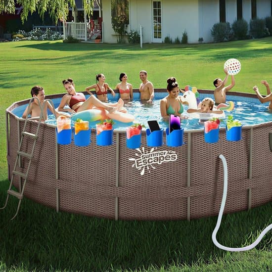 - Pool Drinkholder Sæt - 4-delt Sæt - Holdbart Plastmateriale - Kopholder til Poolkanter - Pooltilbehør - Inden for Rækkevidde