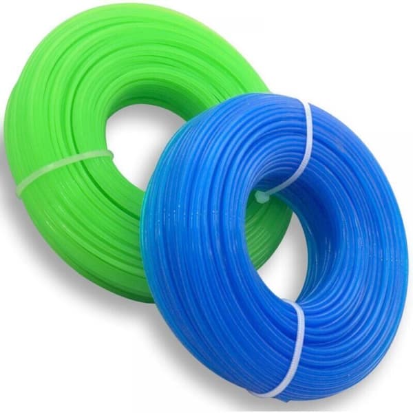 Universal plæneklipperline, 1,6 mm x 100 meter, nylonspole, 2 spoler, grøn + blå.