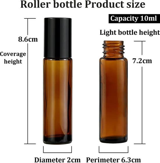 delar - Flaska med eterisk oljerulle - 10 ml glasparfymrulle - Roll-on-flaskor - Parfymögonkrämsrullar - För hudvård