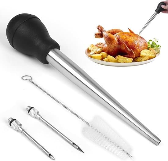 4-delt sæt med marinadeinjektor og saucedrypper i rustfrit stål til grill