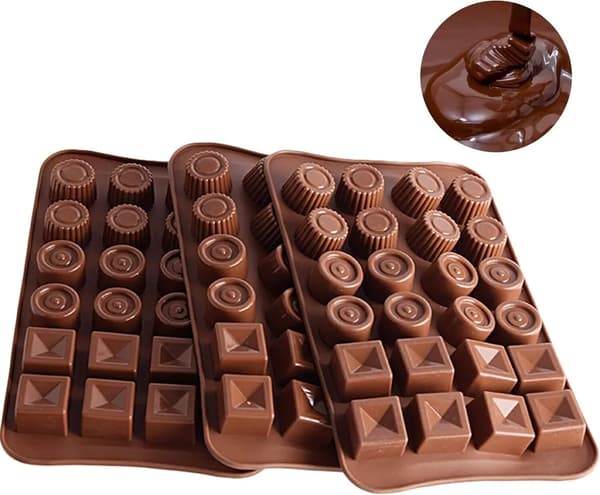 Silikone chokoladeforme, slikbageforme, tredelt chokoladeformesæt, fleksible bageforme