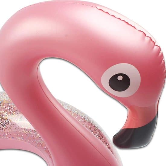 Oppustelig flamingo badering, glitrende lyserød pool-flyder