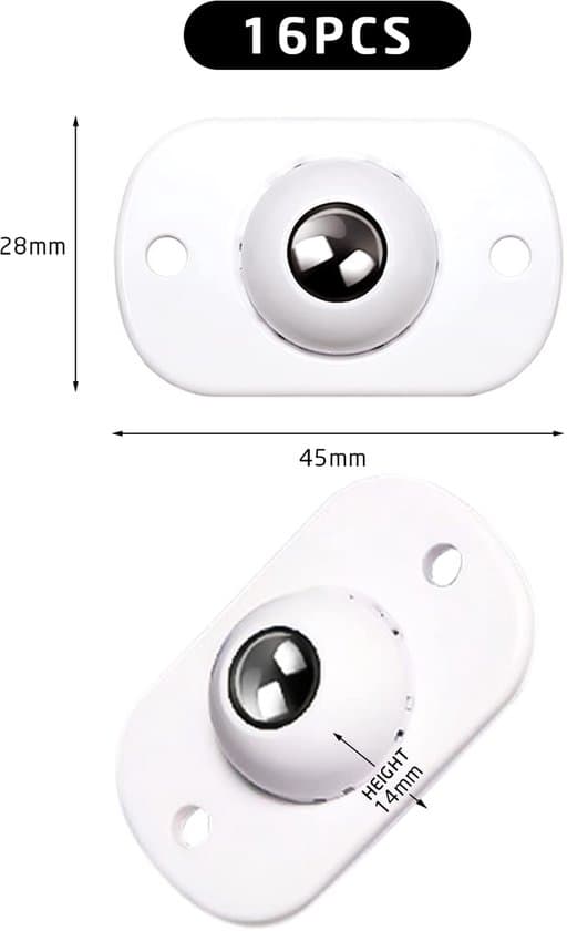 Mini drejehjul - Kuglelejer i rustfrit stål - 360° rotation - Sort