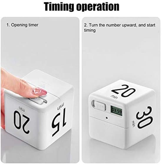 Multifunktionel Digital Timer med Tyngdekraftssensor, Pomodoro Timer, Letvægts Bærbar, Lydløs, Ryst & Lyd/Lys Skift
