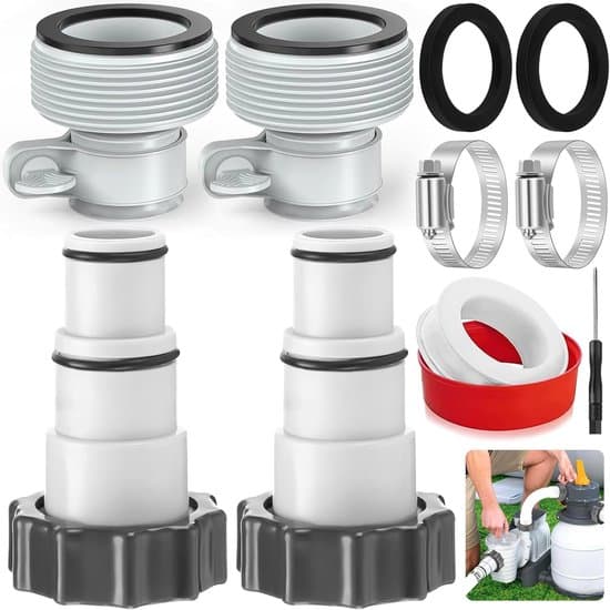 Poolslangeadaptersæt - Pumpeforbindelse - Poolvedligeholdelse - Universal Kompatibilitet - 4 Stykker - Sort