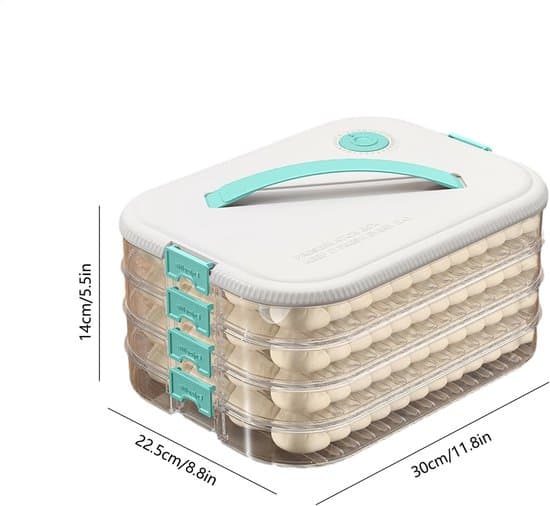 Dumpling Box, fire-lags stabelbar madopbevaringsbakke med timer