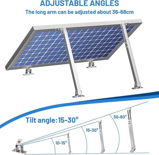 Solpanelmontering, markstöd i aluminium, justerbar vinkel 15°-30°