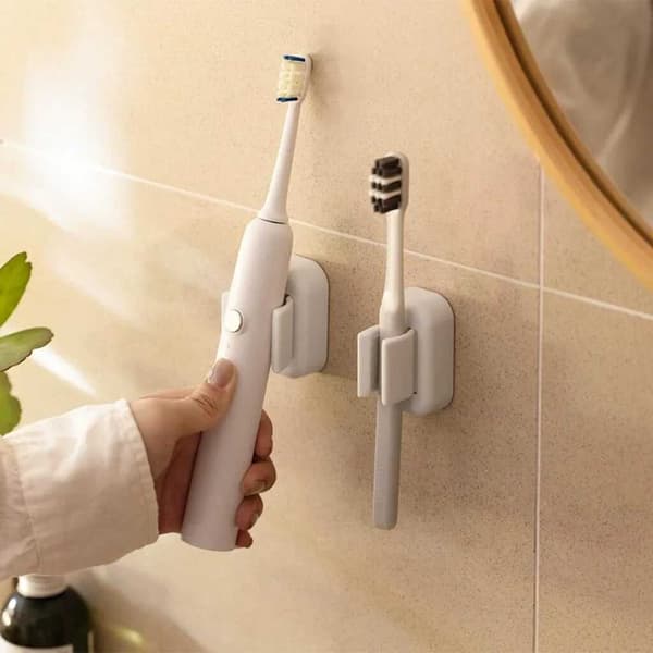 2-pack vattentäta väggmonterade eltandborsthållare (vit)