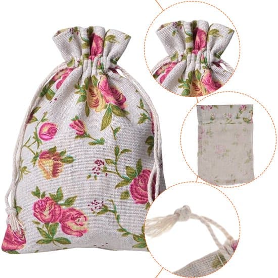 50-pack Jute Linne Dragskoväskor för Prydnader & Godis, 10x14 cm