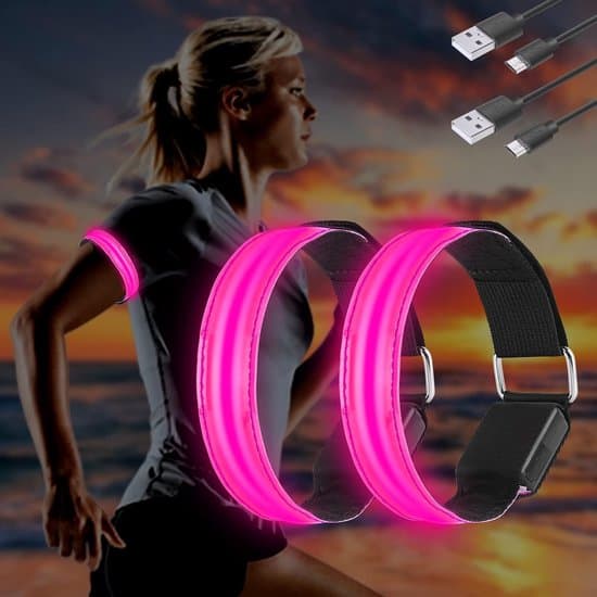 4-pack USB LED reflekterande lysande armbindlar för barns sport och jogging