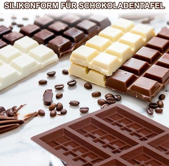 To-delt rektangulær silikone bageform - Til chokoladebarer, slik, sæbe og voks (6 rum) - Chokolade