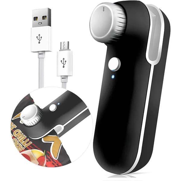 Forseglingsmaskine, USB genopladelig mini snackpose forseglingsmaskine - sort