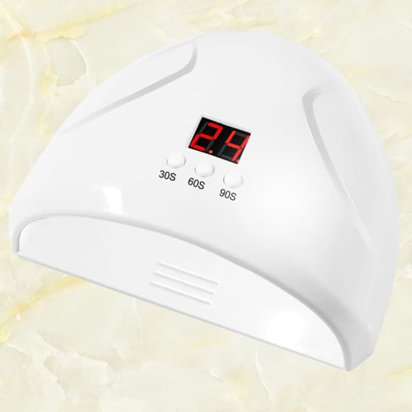 36W 12-LED nagellampa med timer, digital display, 3 timerinställningar - vit