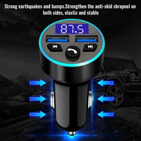 FM-sender bil Bluetooth, bil Bluetooth-adapter, QC3.0 hurtigoplader, dobbelt USB-understøttelse, håndfri installation/USB-flashdrev