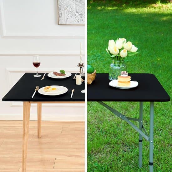 Svart 76x121 cm elastisk camping picknick bordsduk