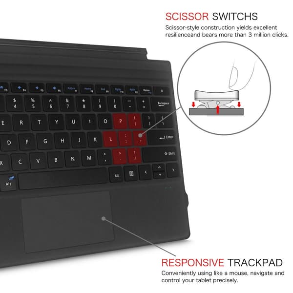 Erstatningstastaturcover, trackpad og musemåtte til Microsoft Surface Pro 7+, 7, Pro 6, Pro 5, Pro 4 og 3.