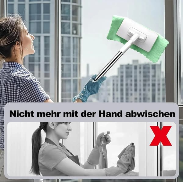 Push-Pull Clip-On Moppe med Håndfri Vridning & 10 Genanvendelige Mikrofiberklude