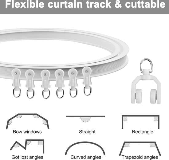 Flexibel takgardinskena - 5 meter - vit
