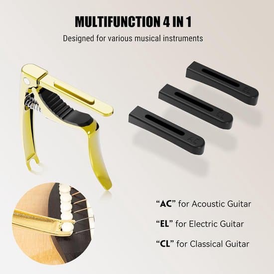 Gitarr-capo - Stallbensdragare - Instrumentstämning - 4-i-1 multifunktionell - Ospecificerad - Guld