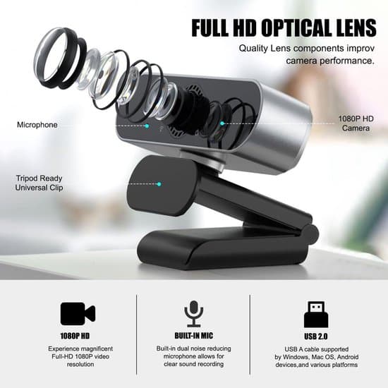 Webcam til PC - Streamingkamera - 4K Kvalitet - Sort - online opkald
